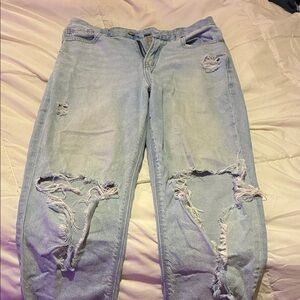 American Eagle Outfitters Light Blue Distressed Boyfriend Jeans